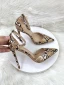 Fashion Brown Snakeskin Print Evening Party Womens Sandals 2023 Ankle Strap 12 cm Stiletto Heels Pointed Toe Sandals High Heels