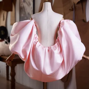 Chic Beautiful Blushing Pink Puffy Short Sleeve Prom Shawl 2025