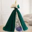 Vintage / Retro Dark Green Beading Lace Flower Prom Dresses 2025 Ball Gown Scoop Neck Short Sleeve Backless Floor-Length / Long Formal Dresses