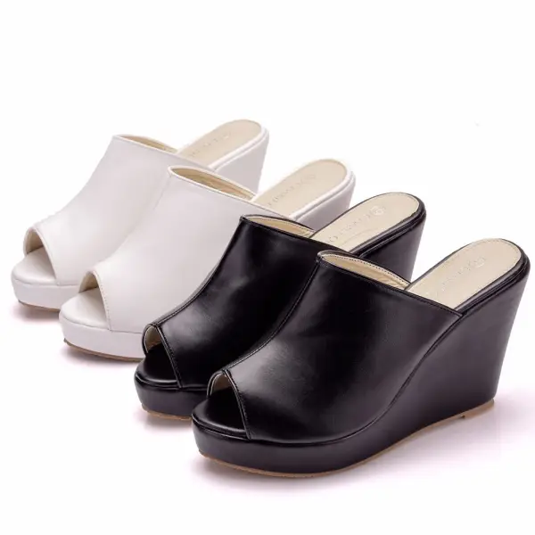 Roman White Street Wear Womens Sandals 2025 10 cm Wedges Open / Peep Toe Sandals