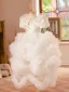 Style Chinois Blanche Volants en Cascade Anniversaire Robe Ceremonie Fille 2024 Robe Boule Col Haut Gonflée Manches Courtes Dos Nu Longue