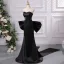 Audrey Hepburn-Stil Schwarz Ballkleider 2024 Meerjungfrau Ärmellos Rückenfreies Schleife Sweep / Pinsel Zug Ball Festliche Kleider