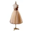 Chic / Beautiful Champagne Embroidered Homecoming Graduation Dresses 2024 A-Line / Princess Strapless Sleeveless Backless Tea-length Formal Dresses