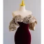 Sexy Burgundy Suede Evening Dresses 2022 Trumpet / Mermaid Off-The-Shoulder Short Sleeve Backless Pearl Sequins Sweep Train Evening Party Formal Dresses