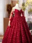 Blumenfee Burgunderrot Strass Applikationen Ballkleider 2025 Ballkleid Bandeau Ärmellos Lange Festliche Kleider