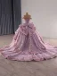 Luxury / Gorgeous Flower Fairy Purple Handmade  Beading Pearl Sequins Lace Flower Appliques Prom Dresses 2025 Ball Gown Off-The-Shoulder Sleeveless