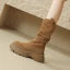 Vintage Brun Suede Gateklær Vinter Boots Dame 2024 Lær 8 cm Kilehæl Spisse Boots