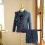 Fall Winter Navy Blue Pearl Rhinestone 5-piece Long Sleeve Boys Wedding Suits 2024 Coat Pants Shirt Tie Vest