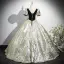 Chic Noire Faux Diamant Noeud Robe De Bal 2025 Robe Boule Encolure Carrée Gonflée Manches Courtes Dos Nu Longue Promo Robe De Ceremonie