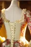 Medieval Vintage / Retro Red Glitter Printing Pearl Bow Cosplay Lolita Prom Dresses 2024 Ball Gown Square Neckline Bell sleeves Backless