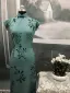 Chinese style Mint Green Tea-length Evening Party Cheongsam 2026 Trumpet / Mermaid High Neck Short Sleeve