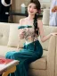 Vintage / Retro Ink Blue Lace Flower Prom Dresses 2024 Trumpet / Mermaid Strapless Sleeveless Backless Sweep Train Prom Formal Dresses
