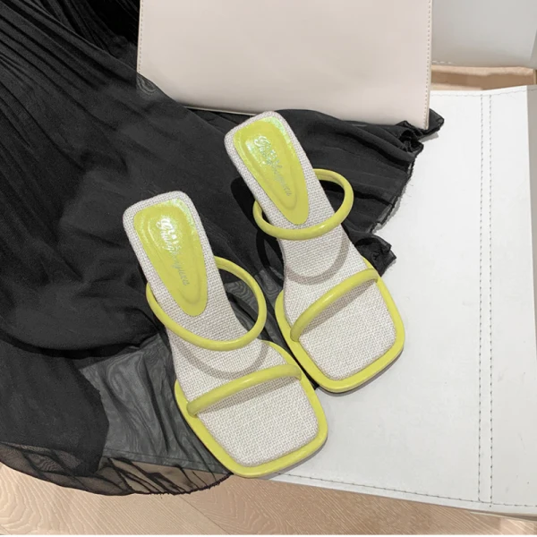 Fashion Summer Yellow Street Wear Womens Sandals 2022 10 cm Stiletto Heels Open / Peep Toe Sandals High Heels
