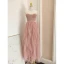 Chic / Beautiful Blushing Pink Cascading Ruffles Prom Dresses 2023 A-Line / Princess Strapless Sleeveless Backless Floor-Length / Long Prom Formal Dresses