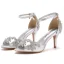 Charming Gold Rhinestone Wedding Shoes 2023 Ankle Strap 7 cm Stiletto Heels Open / Peep Toe Wedding Sandals High Heels