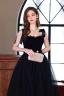 Sexy Noire de retour Robe De Graduation 2022 Princesse Bretelles Spaghetti Sans Manches Dos Nu Ceinture Thé Longueur Robe De Ceremonie