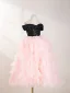 Bling Bling Rougissant Rose Perlage Paillettes Anniversaire Robe Ceremonie Fille 2024 Robe Boule De l'épaule Manches Courtes Dos Nu Noeud Longue Tulle