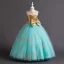 Chic / Beautiful Sky Blue Lace Flower Sequins Flower Girl Dresses 2024 Ball Gown Birthday Sleeveless Scoop Neck Bow Floor-Length / Long