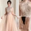 Chic / Beautiful Champagne Beading Bridesmaid Dresses 2022 A-Line / Princess Short Sleeve Backless Floor-Length / Long Bridesmaid