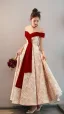 Chic / Beautiful Red Printing Prom Dresses 2023 A-Line / Princess Off-The-Shoulder Sleeveless Backless Floor-Length / Long Prom Formal Dresses