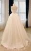 Schlicht High End Weiß Satin Brautkleider / Hochzeitskleider 2026 A Linie Bandeau Ärmellos Rückenfreies Lange