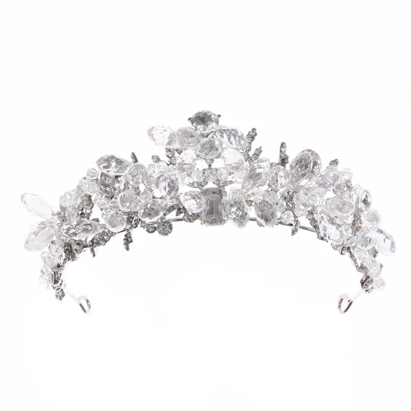 Charmant Argenté Fait main Faux Diamant Cristal Accessoire Cheveux Mariage Tiare Boucles D'Oreilles 2023 Alliage