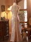 Sparkly Gold Beading Rhinestone Sequins Evening Dresses 2023 Trumpet / Mermaid Scoop Neck Sleeveless Floor-Length / Long Evening Party Formal Dresses