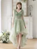 Charming Sage Green Homecoming Lace Flower Graduation Dresses Prom Dresses Cocktail Dresses 2023 A-Line / Princess Off-The-Shoulder Sleeveless Backless Asymmetrical Formal Dresses