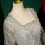 Scintillantes Gris Robe De Soirée 2023 Princesse Encolure Carrée Perlage Perle Paillettes 3/4 Manches Longue Soirée Robe De Ceremonie