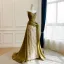 Elegant Vintage / Retro Khaki Sequins Lace Flower Prom Dresses 2026 Trumpet / Mermaid Strapless Sleeveless Backless Sweep Train Formal Dresses