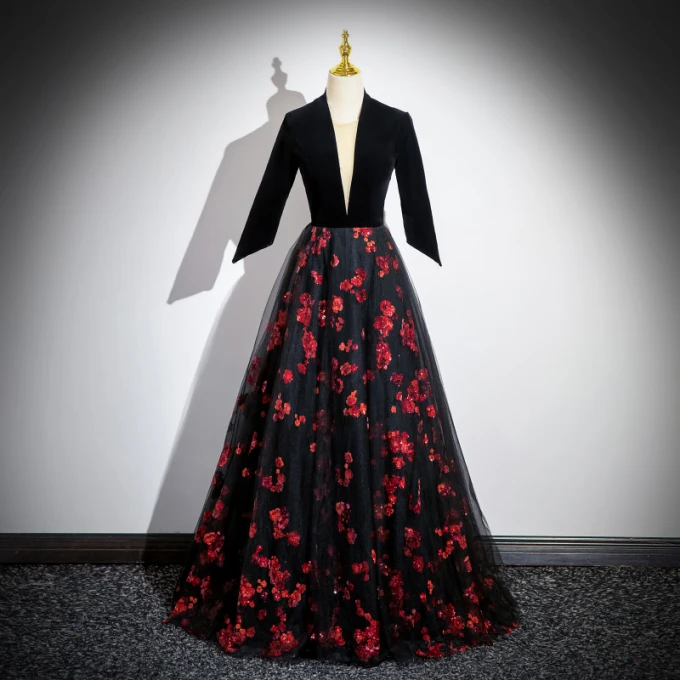 strapless open back dress Handmade Tulle Embellished Red Prom Evening Dress Customize Size I Retro Fairy main image 0