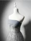 Charmant Gris Glitter Paillettes Robe De Bal 2024 Princesse Bustier Noeud Sans Manches Dos Nu Longue Robe De Ceremonie