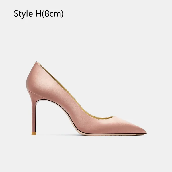 Modest / Simple Green Office OL Satin Pumps 2024 10 cm Stiletto Heels Pointed Toe Pumps High Heels