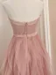 Chic / Beautiful Blushing Pink Cascading Ruffles Prom Dresses 2023 A-Line / Princess Strapless Sleeveless Backless Floor-Length / Long Prom Formal Dresses
