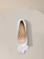 Mode Blanche Cuir Noeud Escarpins 2024 10 cm Talons Aiguilles À Bout Pointu Mariage Escarpins Talons Hauts