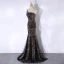 Sparkly Black Gold Sequins Evening Dresses 2024 Trumpet / Mermaid Strapless Sleeveless Backless Floor-Length / Long Evening Party Formal Dresses