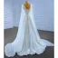 Haut de Gamme Charmant Blanche Perlage Paillettes Robe De Mariée 2022 Princesse V-Cou Manches Longues Dos Nu Train De Balayage Mariage