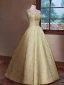 Chic / Beautiful Green Beading Printing Prom Dresses 2024 Ball Gown Square Neckline Sleeveless Backless Floor-Length / Long Prom Formal Dresses