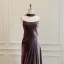 High End Traube Satin Ballkleider 2026 A Linie Bandeau Ärmellos Rückenfreies Sweep / Pinsel Zug Festliche Kleider