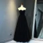 Sexy Black Suede Evening Dresses 2023 A-Line / Princess Strapless Rhinestone Sleeveless Backless Bow Floor-Length / Long Evening Party Formal Dresses