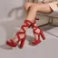 Fashion Burgundy Cocktail Party Womens Sandals 2022 Ankle Strap 12 cm Thick Heels Open / Peep Toe Sandals High Heels