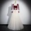 Élégant Bordeaux Paillettes Perle Robe De Bal 2025 Encolure Carrée Manches Longues Dos Nu Longue Promo Robe De Ceremonie