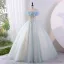 Modern / Fashion Sky Blue Glitter Beading Sequins Prom Dresses 2023 Ball Gown Strapless Sleeveless Backless Floor-Length / Long Prom Formal Dresses
