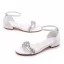 Sexig Vita Rhinestone Platt Brudskor 2023 Ankelband Peep Toe Bröllop Sandaler
