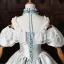 Médiévale Vintage / Originale Bleu Ciel Faux Diamant En Dentelle Fleur Volants en Cascade Robe De Bal 2026 Robe Boule Bretelles Spaghetti Gonflée Manches Courtes Dos Nu Longue