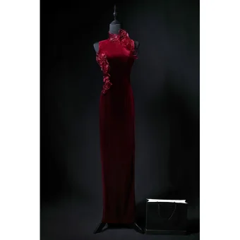 Vintage Retro Burgundy Appliques Velvet Prom Dresses 2024 Trumpet Mermaid High Neck Sleeveless Backless Floor Length Long Prom Formal Dresses