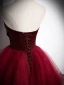 Chic / Beautiful Burgundy Prom Dresses 2023 A-Line / Princess Strapless Sleeveless Backless Bow Sash Floor-Length / Long Prom Formal Dresses