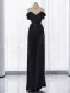 Modest / Simple Black Satin Evening Dresses 2024 Trumpet / Mermaid Strapless Sleeveless Backless Floor-Length / Long Evening Party Formal Dresses