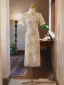 Chinese style Beige Printing Tea-length Cheongsam 2025 Trumpet / Mermaid High Neck Short Sleeve Evening Party Cheongsam / Qipao