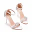 Sexy Weiß Strass Brautschuhe 2023 Knöchelriemen 9 cm Stilettos Peeptoes Hochzeit Sandaletten Hochhackige